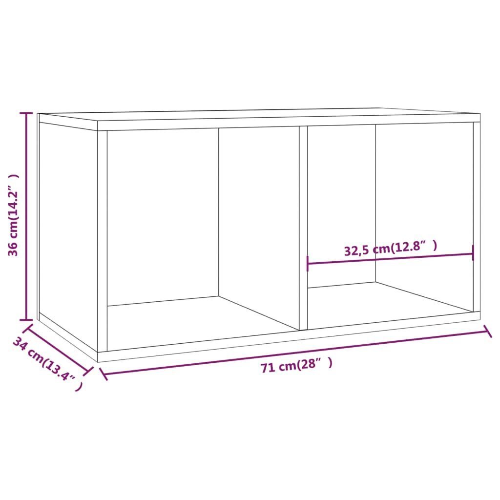 vidaXL vinüülplaatide kapp, valge, 71 x 34 x 36 cm, puitlaastplaat цена и информация | Hoiukastid ja -korvid | kaup24.ee