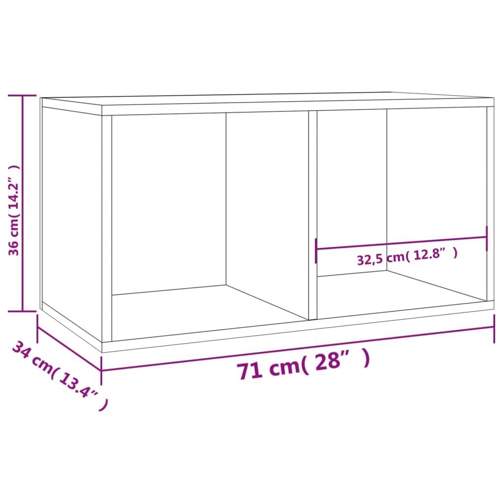 vidaXL vinüülplaatide kapp, Sonoma tamm 71 x 34 x 36 cm puitlaastplaat цена и информация | Hoiukastid ja -korvid | kaup24.ee