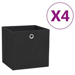 vidaXL mittekootud kangast hoiukastid 4 tk, 28 x 28 x 28 cm, must цена и информация | Ящики для вещей | kaup24.ee