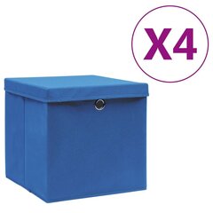 vidaXL hoiukastid kaanega 4 tk, 28 x 28 x 28 cm, sinine hind ja info | Hoiukastid ja -korvid | kaup24.ee