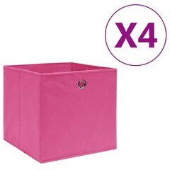 vidaXL mittekootud kangast hoiukastid 4 tk, 28 x 28 x 28 cm, roosa цена и информация | Ящики для вещей | kaup24.ee