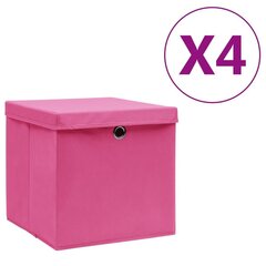 vidaXL hoiukastid kaanega 4 tk, 28 x 28 x 28 cm, roosa цена и информация | Ящики для вещей | kaup24.ee