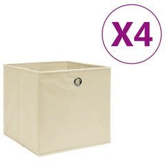 vidaXL mittekootud kangast hoiukastid 4 tk, 28 x 28 x 28 cm, kreemjas цена и информация | Ящики для вещей | kaup24.ee