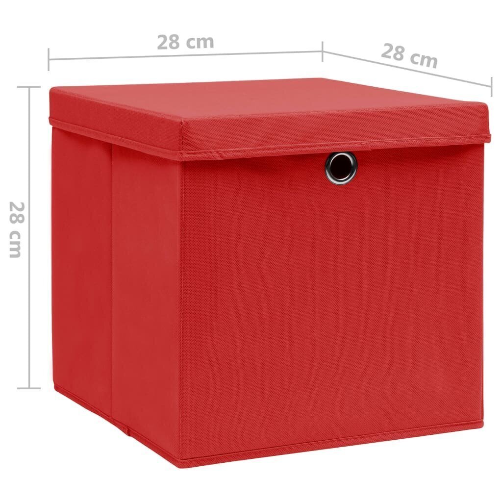 vidaXL hoiukastid kaanega 4 tk, 28 x 28 x 28 cm, punane hind ja info | Hoiukastid ja -korvid | kaup24.ee