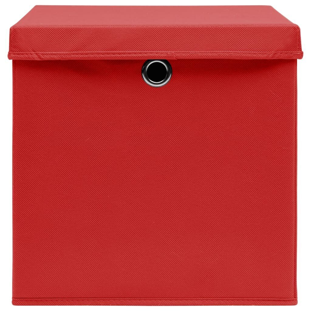 vidaXL hoiukastid kaanega 10 tk, 28 x 28 x 28 cm, punane hind ja info | Hoiukastid ja -korvid | kaup24.ee