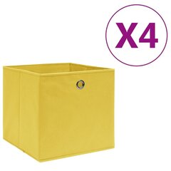 vidaXL mittekootud kangast hoiukastid 4 tk, 28 x 28 x 28 cm, kollane hind ja info | Hoiukastid ja -korvid | kaup24.ee