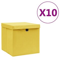 vidaXL hoiukastid kaanega 10 tk, 28 x 28 x 28 cm, kollane hind ja info | Hoiukastid ja -korvid | kaup24.ee