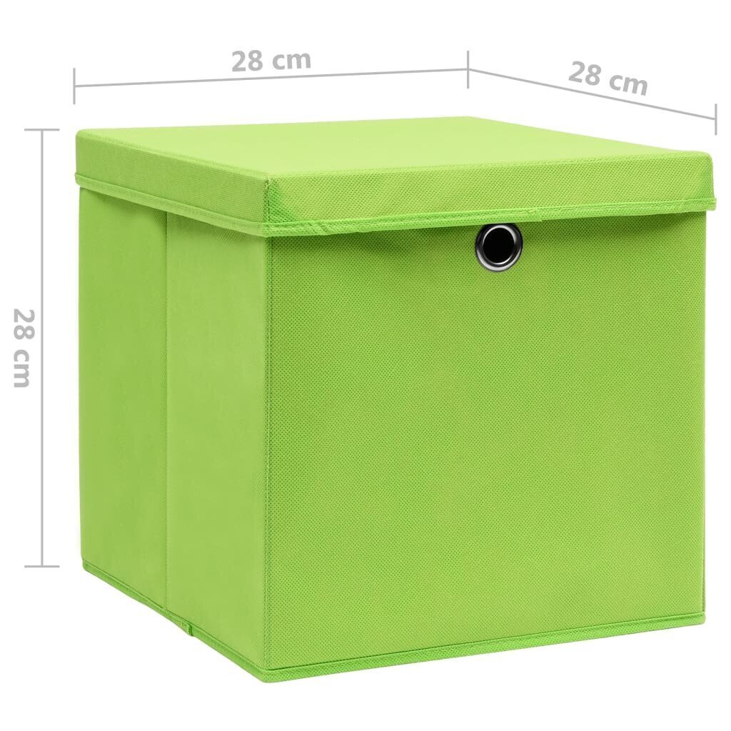 vidaXL hoiukastid kaanega 4 tk, 28 x 28 x 28 cm, roheline hind ja info | Hoiukastid ja -korvid | kaup24.ee