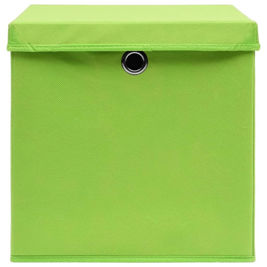 vidaXL hoiukastid kaanega 4 tk, 28 x 28 x 28 cm, roheline hind ja info | Hoiukastid ja -korvid | kaup24.ee