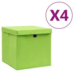 vidaXL hoiukastid kaanega 4 tk, 28 x 28 x 28 cm, roheline hind ja info | Hoiukastid ja -korvid | kaup24.ee