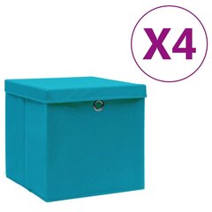 vidaXL hoiukastid kaanega 4 tk, 28 x 28 x 28 cm, helesinine hind ja info | Hoiukastid ja -korvid | kaup24.ee