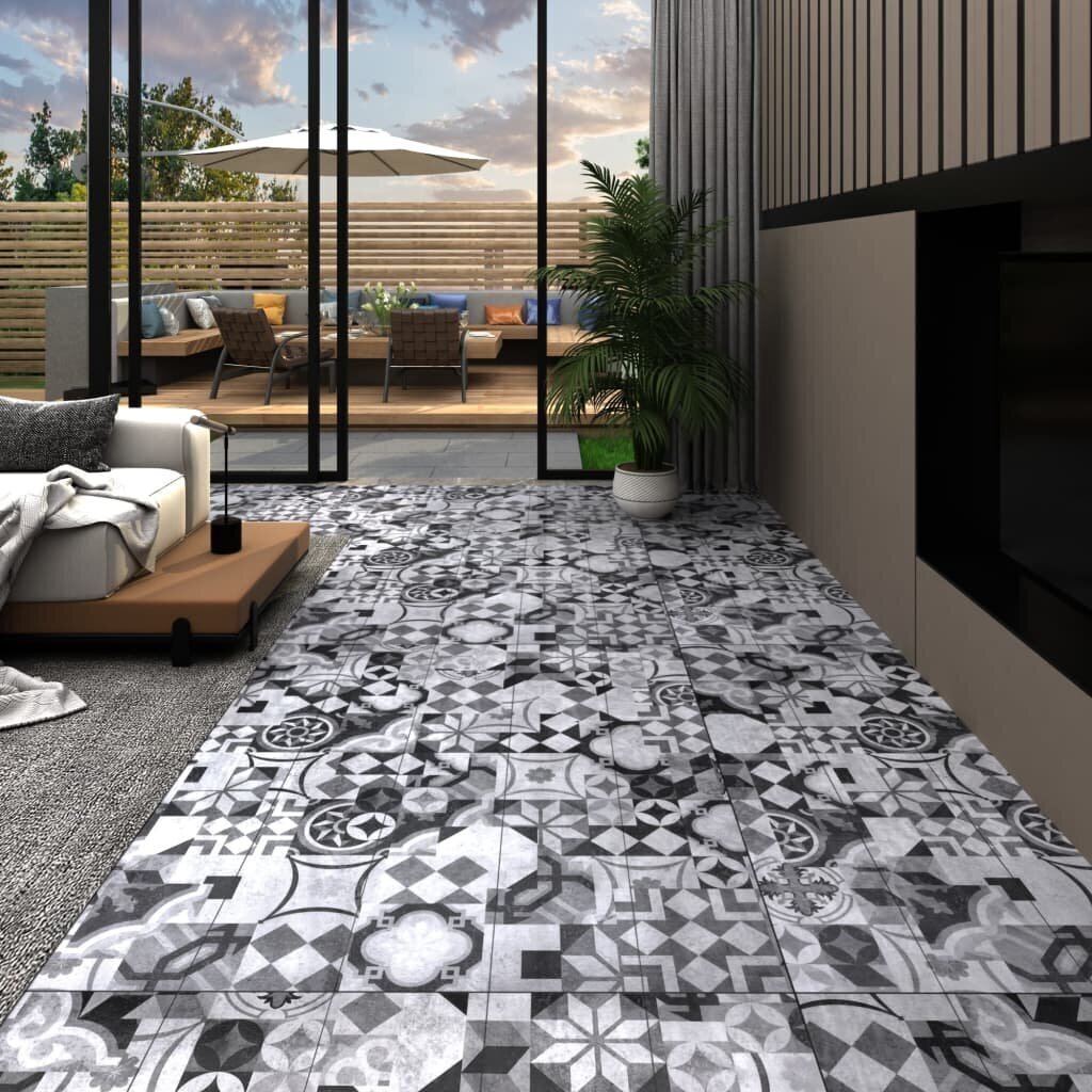 vidaXL PVC-st põrandalauad 5,02 m², 2 mm, iseliimuv, hall muster hind ja info | Laminaatparkett | kaup24.ee