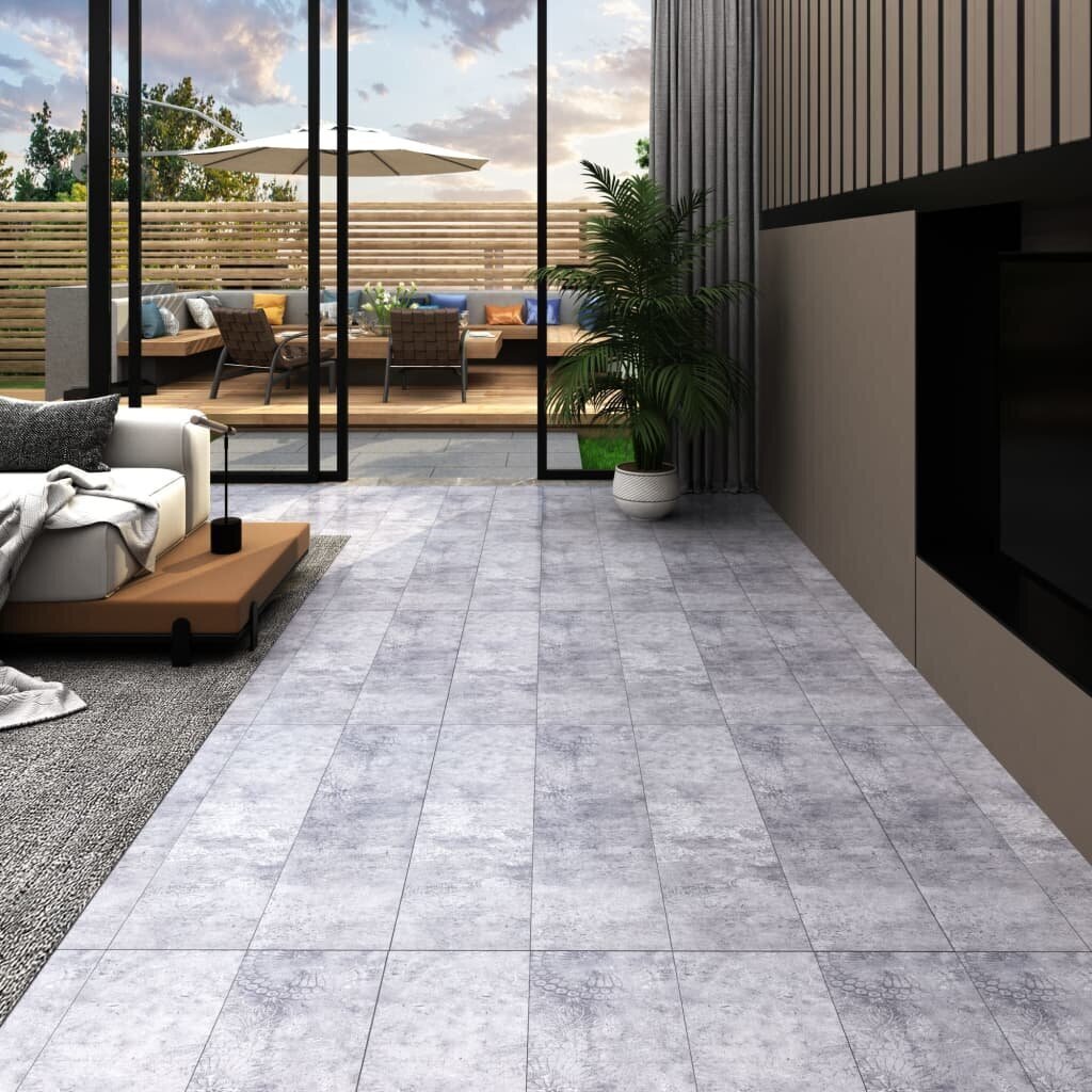 vidaXL PVC-st põrandaplaadid, 4,46 m² 3 mm, iseliimuv, tsementhall цена и информация | Laminaatparkett | kaup24.ee