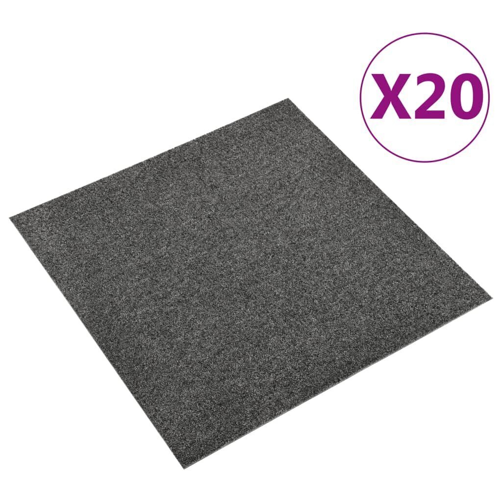 vidaXL põranda plaatvaibad 20 tk, 5 m², 50 x 50 cm, antratsiithall hind ja info | Vaibad | kaup24.ee