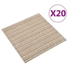 vidaXL põranda plaatvaibad 20 tk, 5 m², 50 x 50 cm, triibuline beež цена и информация | Коврики | kaup24.ee