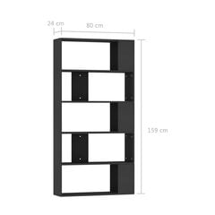 vidaXL raamaturiiul/ruumijagaja must 80 x 24 x 159 cm puitlaastplaat hind ja info | Riiulid | kaup24.ee