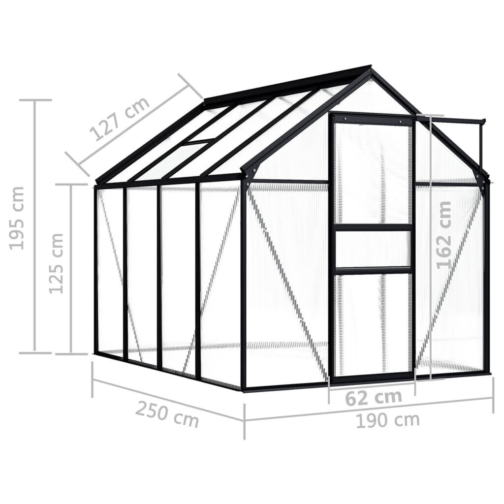 vidaXL kasvuhoone, antratsiithall, alumiiniumist 4,75 m³ hind ja info | Kasvuhooned | kaup24.ee