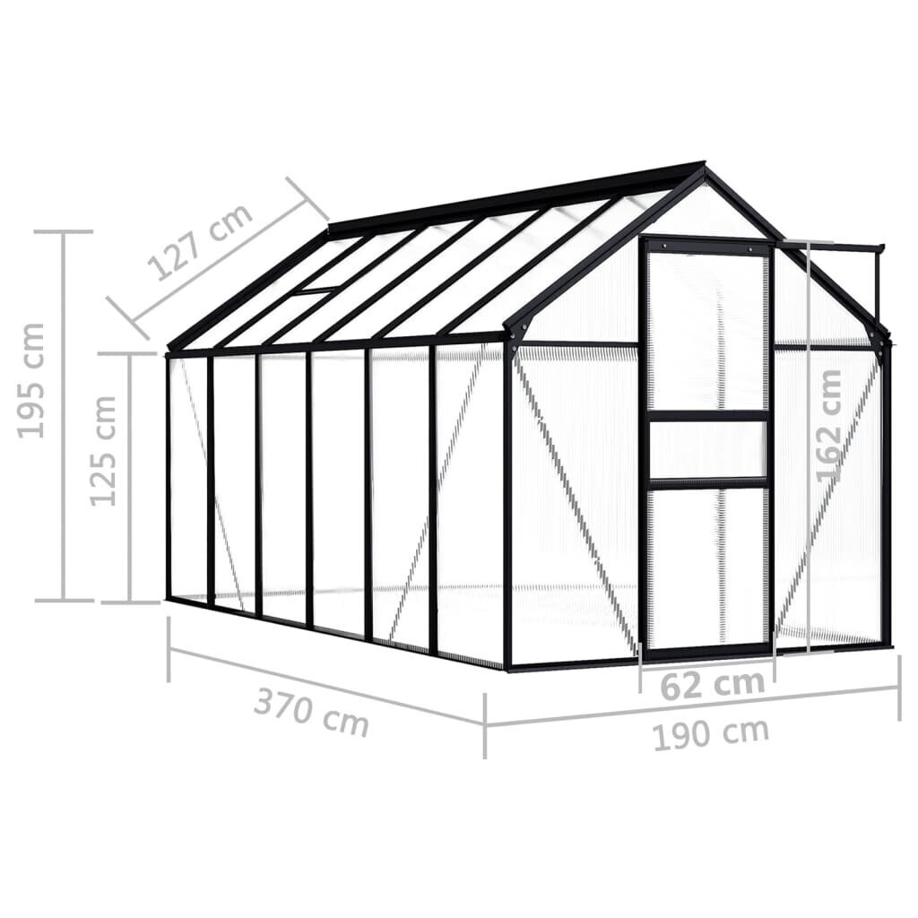 vidaXL kasvuhoone, antratsiithall, alumiiniumist 7,03 m² hind ja info | Kasvuhooned | kaup24.ee