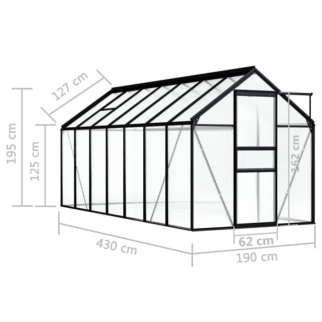 vidaXL kasvuhoone, antratsiithall, alumiiniumist 8,17 m² цена и информация | Kasvuhooned | kaup24.ee