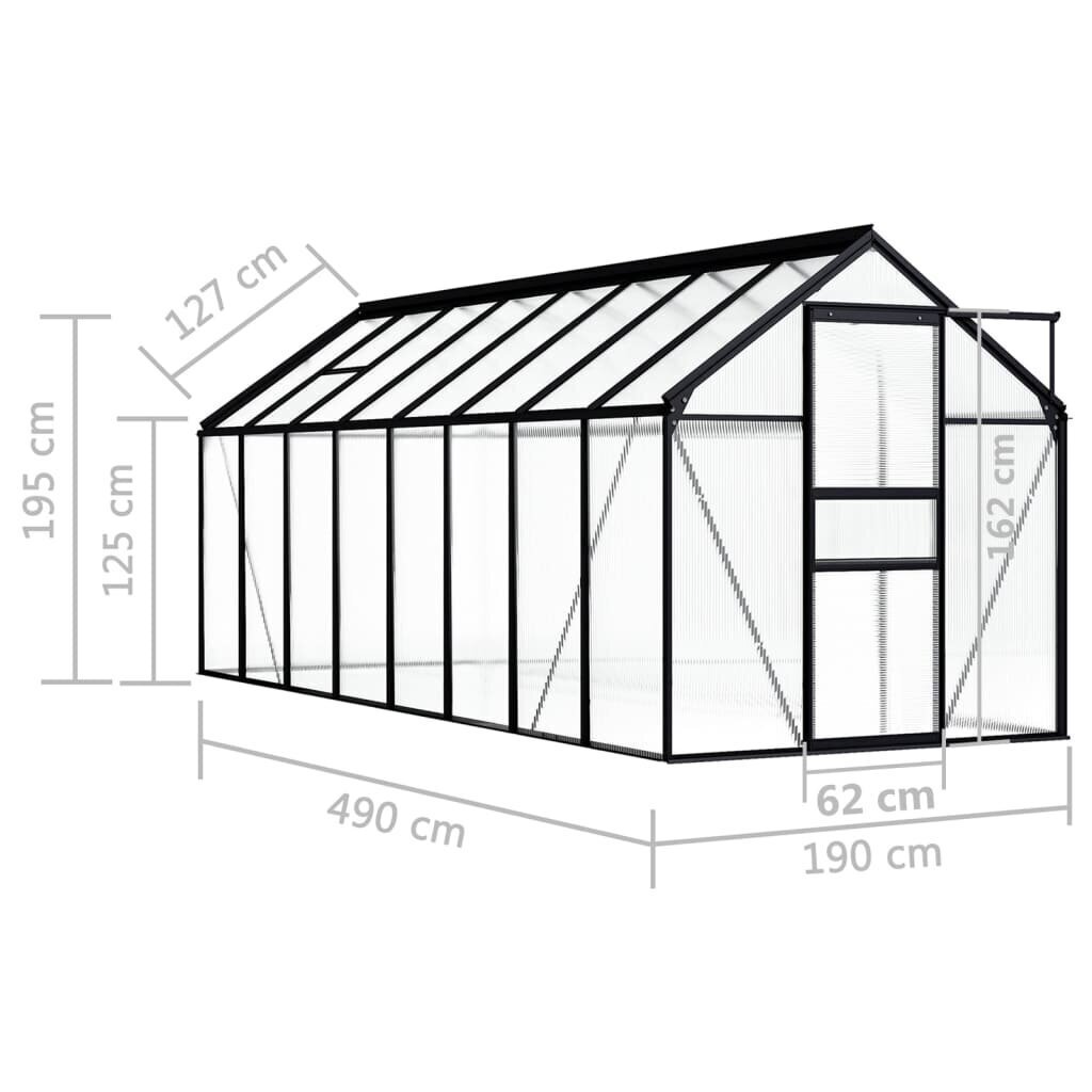 vidaXL kasvuhoone, antratsiithall, alumiiniumist 9,31 m² hind ja info | Kasvuhooned | kaup24.ee