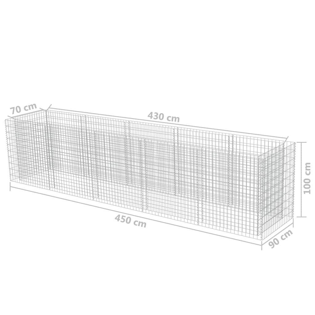 vidaXL gabioon-taimelava, tsingitud teras, 450 x 90 x 100 cm цена и информация | Dekoratiivsed lillepotid | kaup24.ee