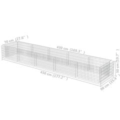 vidaXL gabioon-taimelava, tsingitud teras, 450 x 90 x 50 cm hind ja info | Dekoratiivsed lillepotid | kaup24.ee