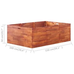 vidaXL taimelava 150 x 100 x 50 cm akaatsiapuit цена и информация | Ящики для цветов | kaup24.ee