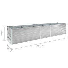 vidaXL aia taimelava tsingitud teras 400 x 80 x 45 cm hall цена и информация | Ящики для цветов | kaup24.ee