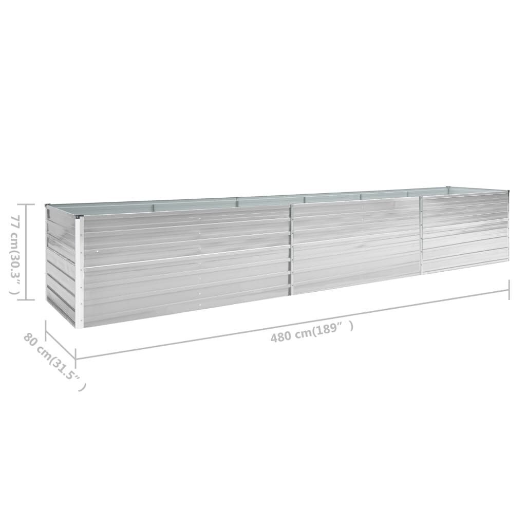 vidaXL taimelava, tsingitud teras, 480 x 80 x 77 cm, hall цена и информация | Lillekastid | kaup24.ee