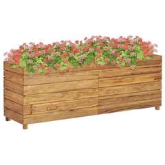 vidaXL taimelava 150 x 40 x 55 cm, taastöödeldud tiikpuu ja teras цена и информация | Ящики для цветов | kaup24.ee