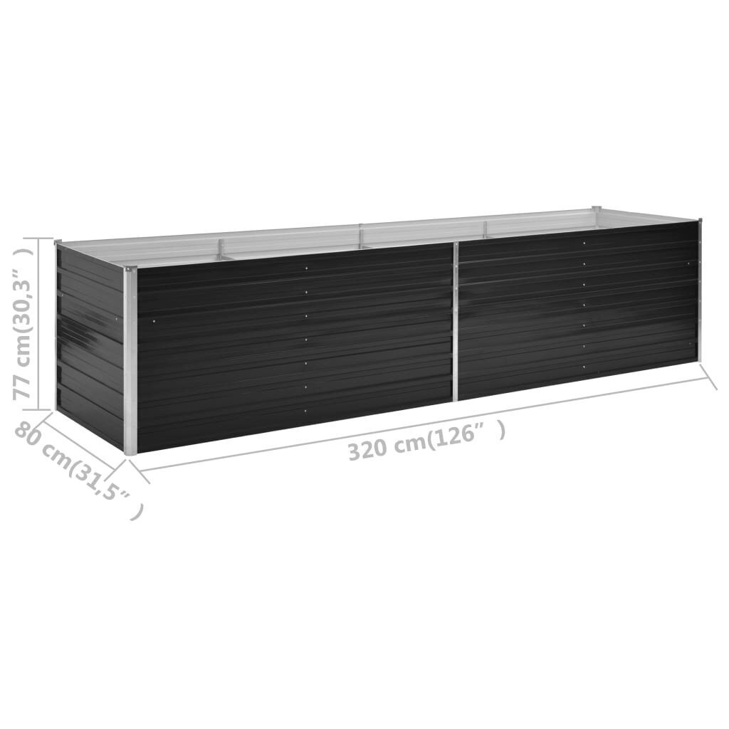 vidaXL aia taimelava antratsiithall 320 x 80 x 77 cm tsingitud teras цена и информация | Lillekastid | kaup24.ee