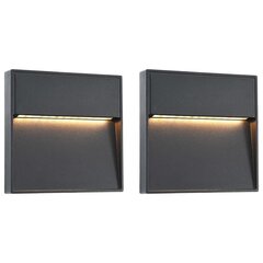 vidaXL LED-seinavalgustid õue 2 tk, 3 W mustad, kandilised hind ja info | Aia- ja õuevalgustid | kaup24.ee