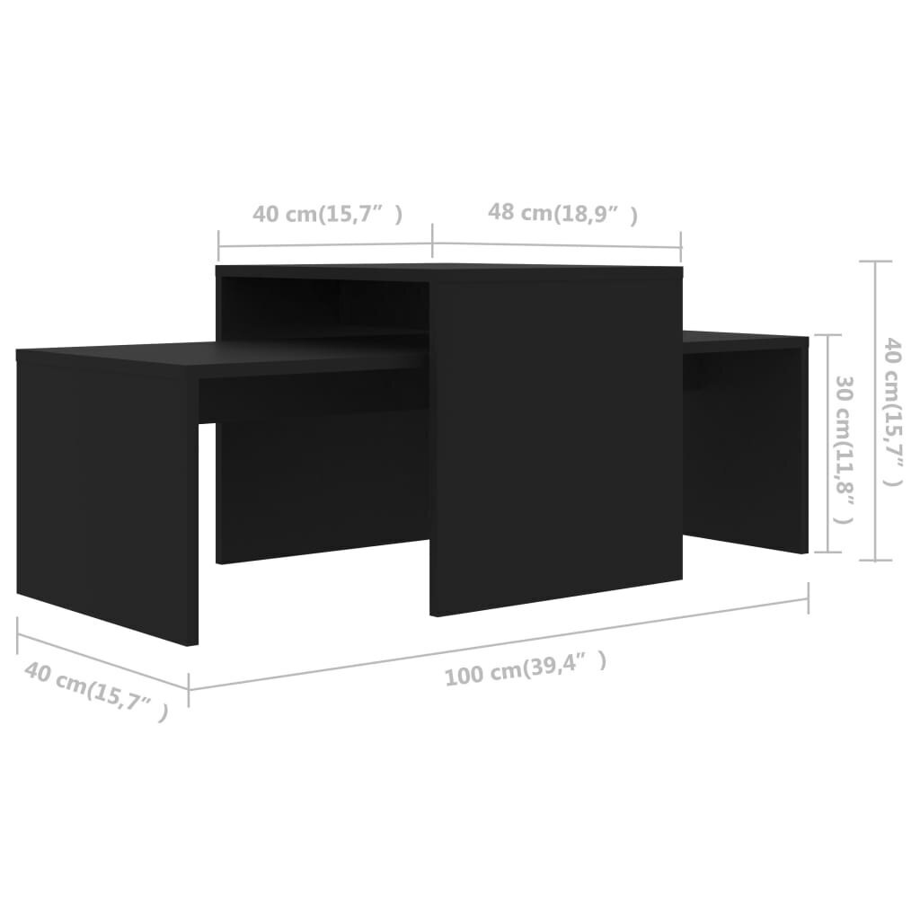 vidaXL kohvilaudade komplekt, must, 100 x 48 x 40 cm puitlaastplaat цена и информация | Diivanilauad | kaup24.ee