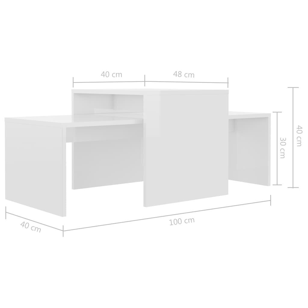 vidaXL kohvilaudade komplekt, valge, 100 x 48 x 40 cm puitlaastplaat hind ja info | Diivanilauad | kaup24.ee