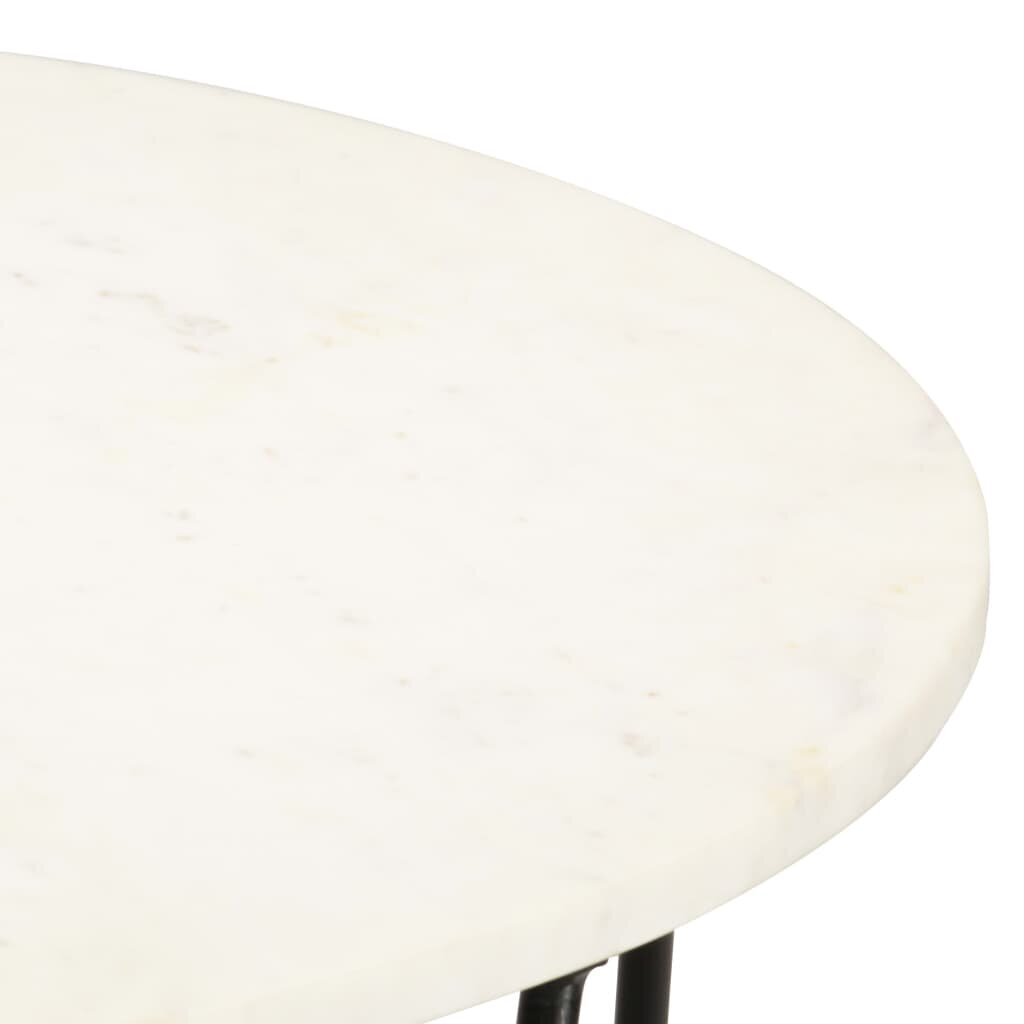 vidaXL kohvilaud, valge, 65x65x42 cm, ehtne kivi marmori tekstuuriga цена и информация | Diivanilauad | kaup24.ee