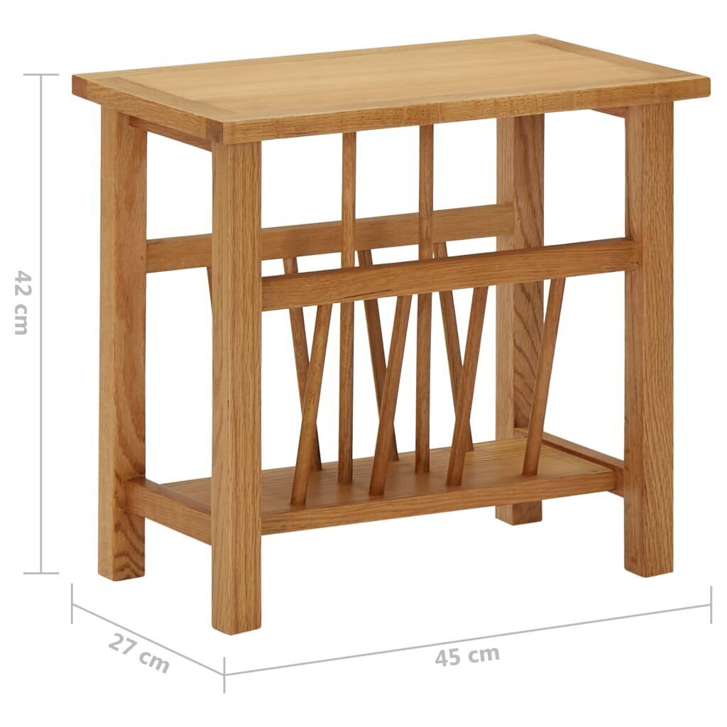 vidaXL ajakirjalaud sahtliga, 45 x 27 x 42 cm tammepuit цена и информация | Diivanilauad | kaup24.ee