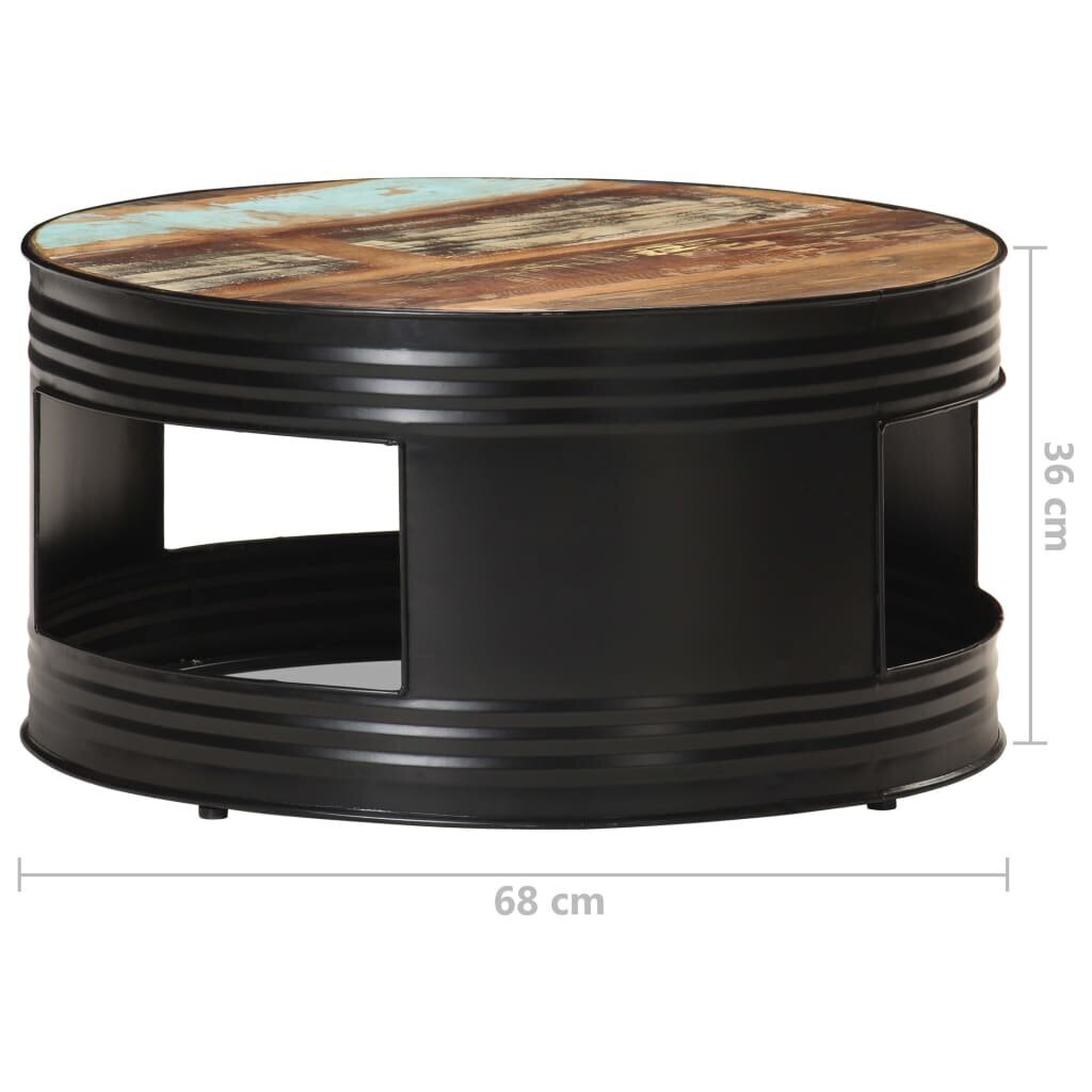 vidaXL kohvilaud, must 68 x 68 x 36 cm, taastatud puit цена и информация | Diivanilauad | kaup24.ee