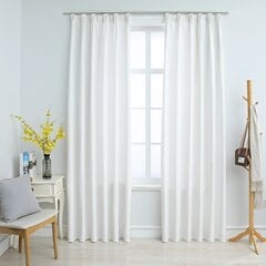 vidaXL pimendavad kardinad konksudega, 2 tk, koltunud valge 140x225 cm цена и информация | Шторы, занавески | kaup24.ee