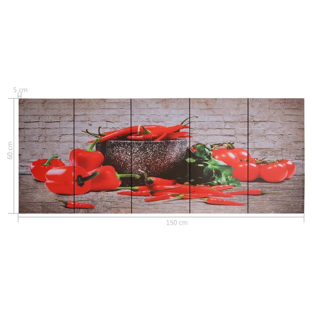 vidaXL seinamaalikomplekt lõuendil, paprika, värviline, 150 x 60 cm цена и информация | Seinapildid | kaup24.ee