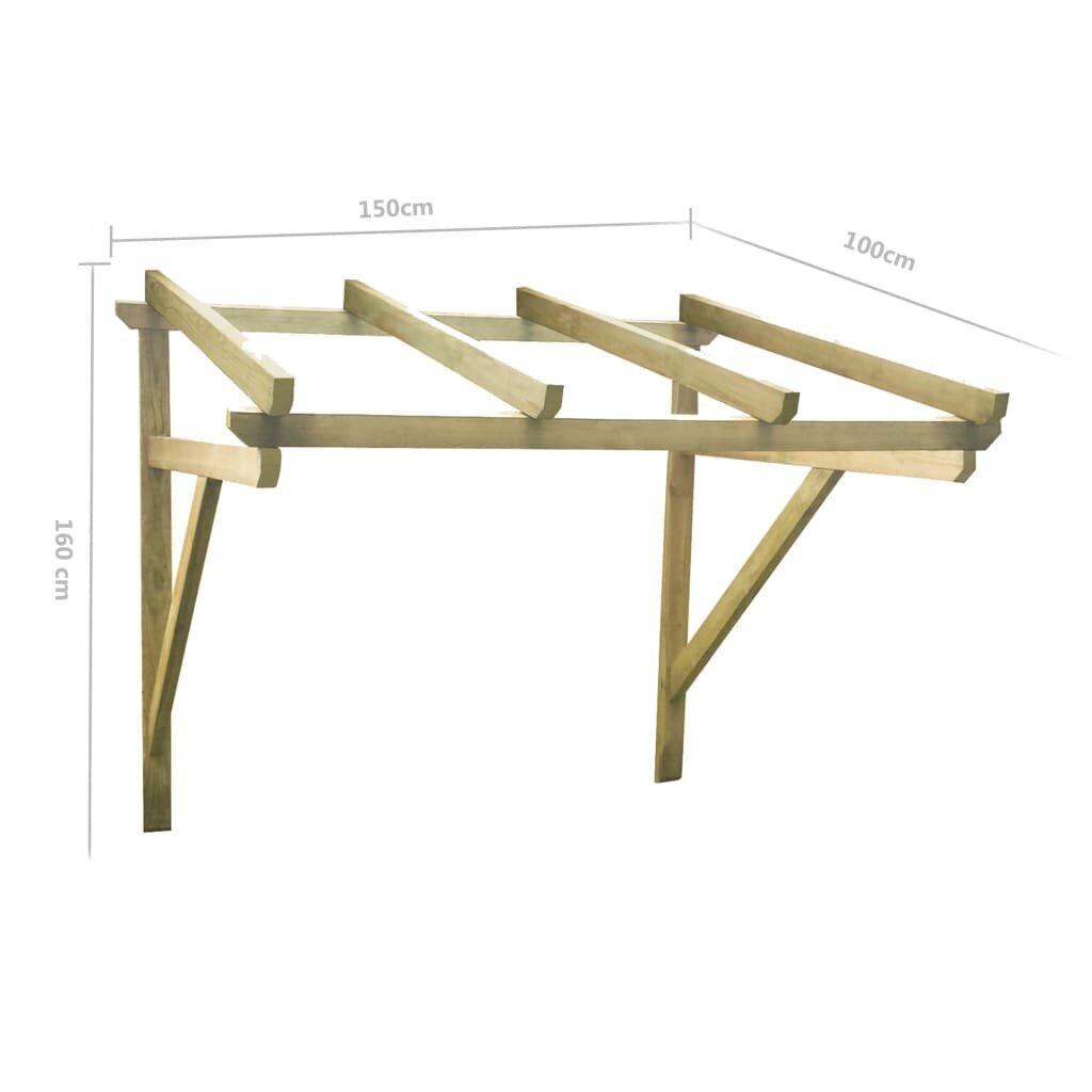 vidaXL ukse varikatus 150 x 100 x 160 cm, männipuit hind ja info | Ukse varikatused | kaup24.ee