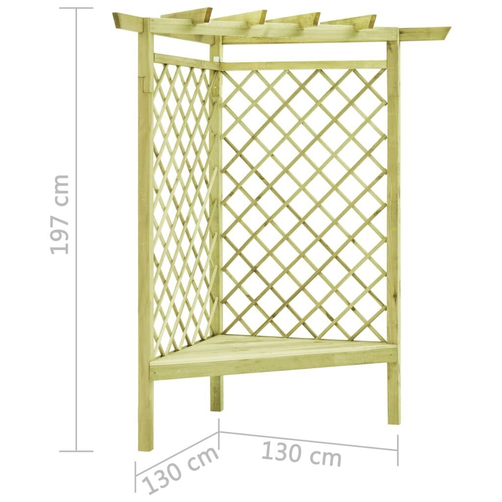 vidaXL lehtla pingiga 130 x 130 x 197 cm, immutatud männipuidust hind ja info | Dekoratsioonid | kaup24.ee