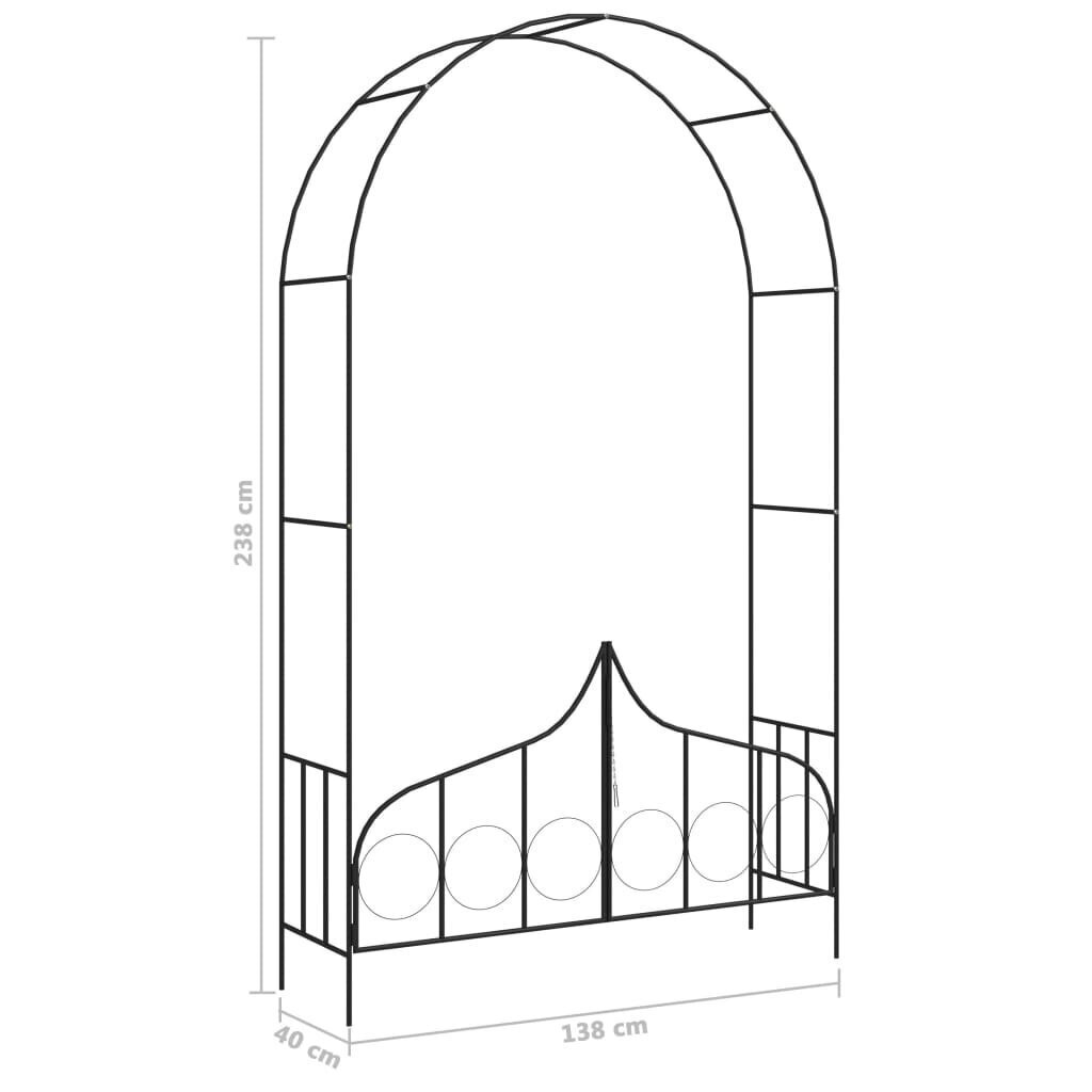 vidaXL aiakaar väravaga, must, 138 x 40 x 238 cm, raud hind ja info | Dekoratsioonid | kaup24.ee