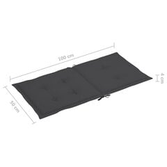 vidaXL aiatooli istmepadjad 2 tk antratsiithall 100 x 50 x 3 cm цена и информация | Декоративные подушки и наволочки | kaup24.ee