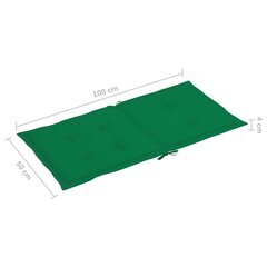 vidaXL aiatooli istmepadjad 2 tk roheline 100 x 50 x 3 cm цена и информация | Декоративные подушки и наволочки | kaup24.ee