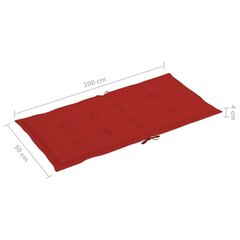 vidaXL aiatooli istmepadjad 2 tk punane 100 x 50 x 3 cm цена и информация | Декоративные подушки и наволочки | kaup24.ee