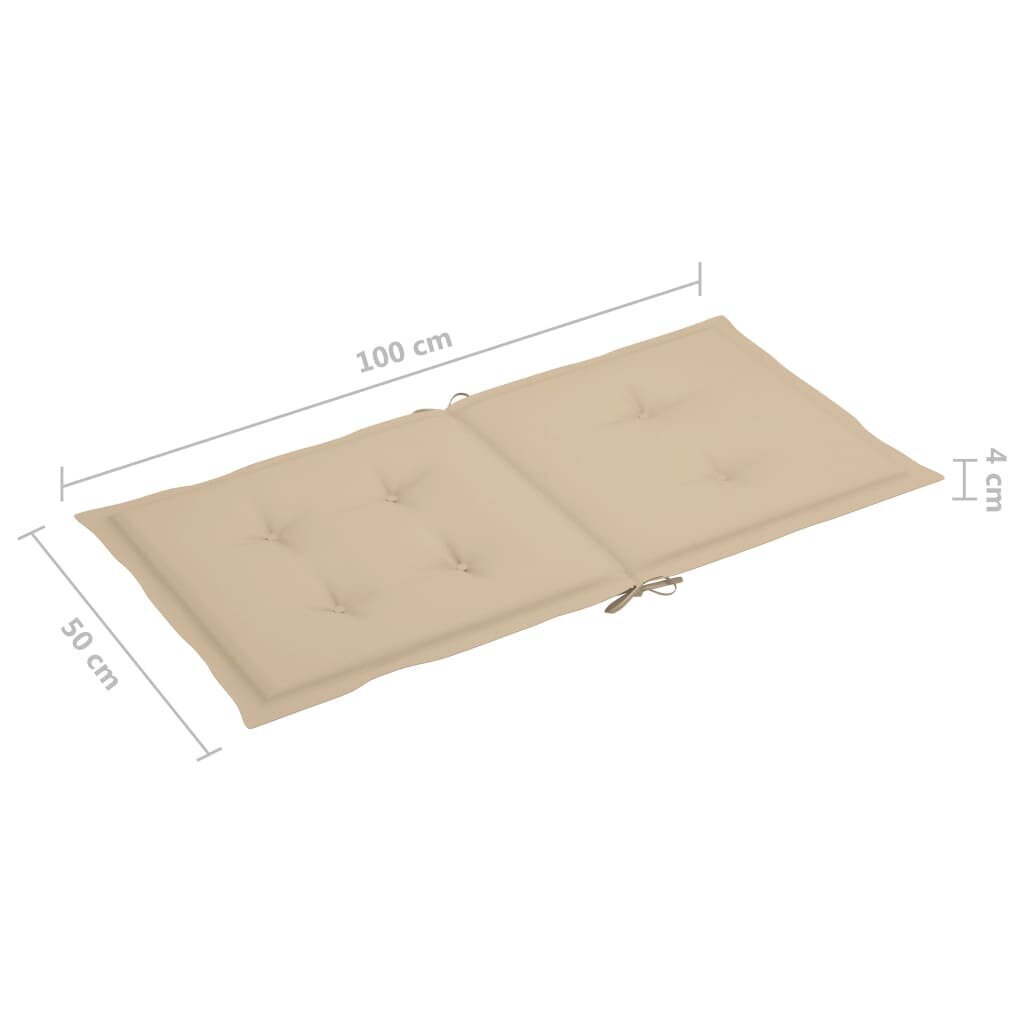 vidaXL aiatooli istmepadjad 2 tk beež 100 x 50 x 3 cm hind ja info | Dekoratiivpadjad ja padjakatted | kaup24.ee