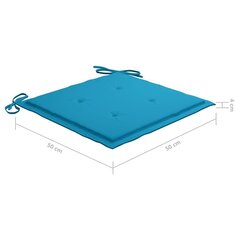 vidaXL aiatooli istmepadjad 2 tk sinine 50 x 50 x 3 cm цена и информация | Декоративные подушки и наволочки | kaup24.ee