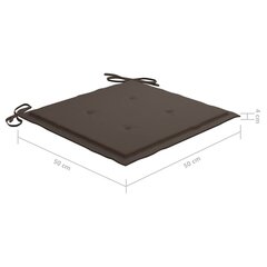 vidaXL aiatooli istmepadjad 2 tk pruunikashall 50 x 50 x 3 cm цена и информация | Декоративные подушки и наволочки | kaup24.ee