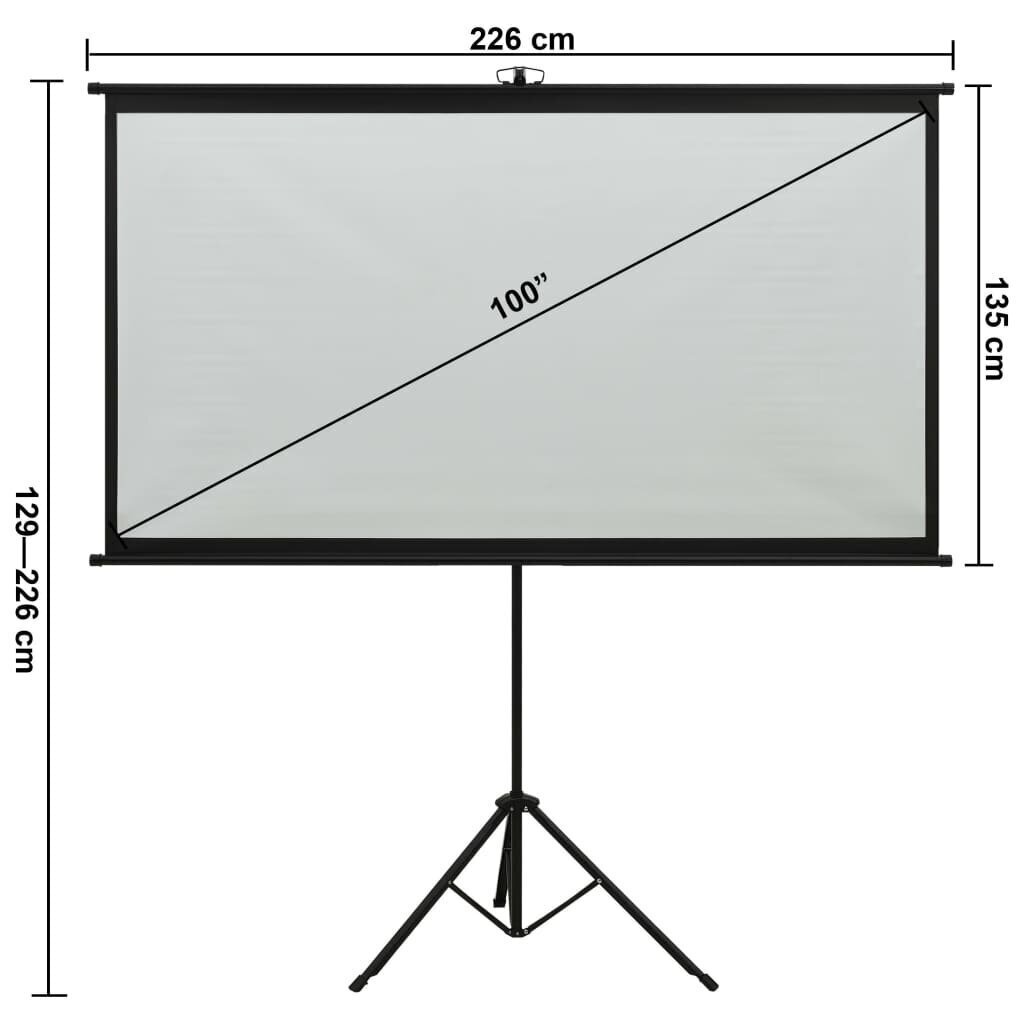 vidaXL projektori ekraan statiiviga, 100" 16:9 цена и информация | Projektori ekraanid | kaup24.ee