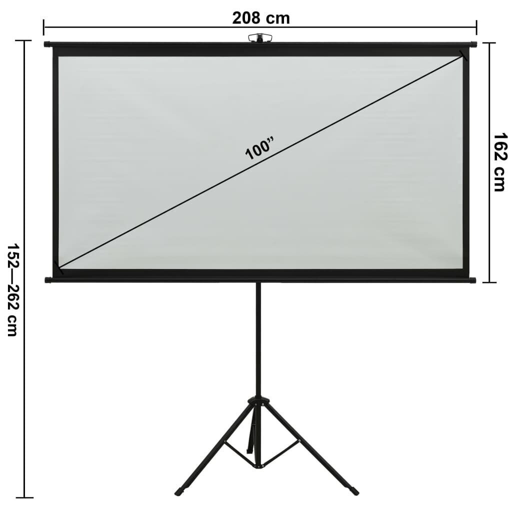 vidaXL projektori ekraan statiiviga, 100" 4:3 цена и информация | Projektori ekraanid | kaup24.ee